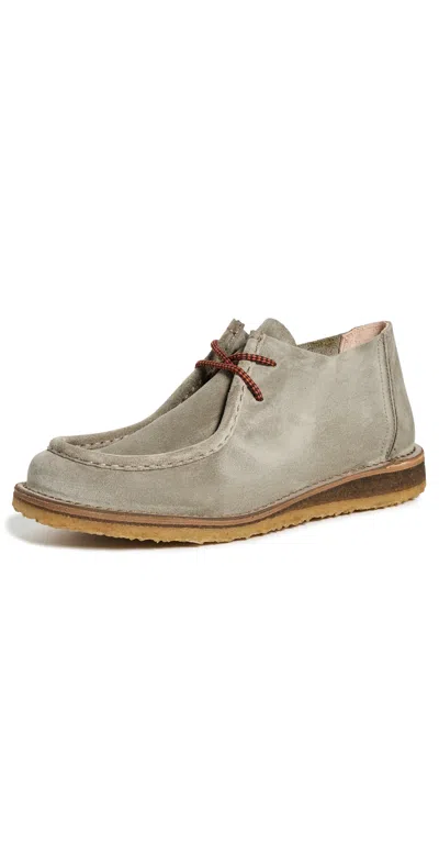 Astorflex Beenflex Suede Lace Up Shoes Stone In Gray