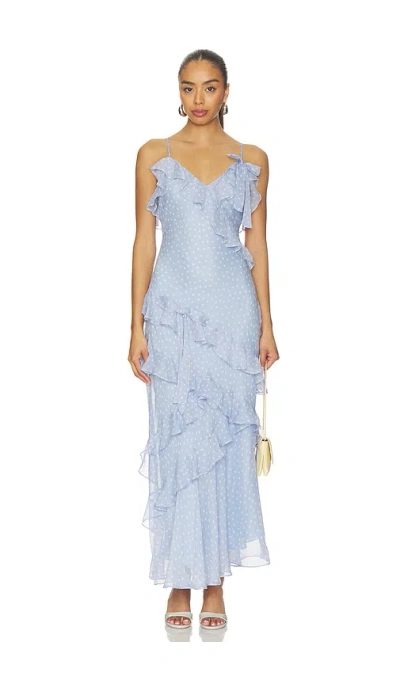 Astr Amiya Dress In Blue Polka Dot