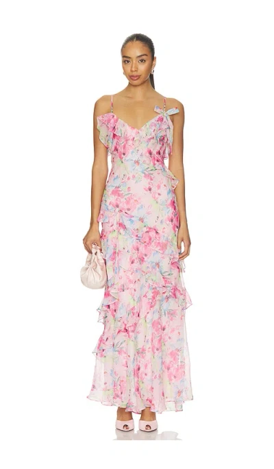Astr Amiya Dress In Pink Multi Floral