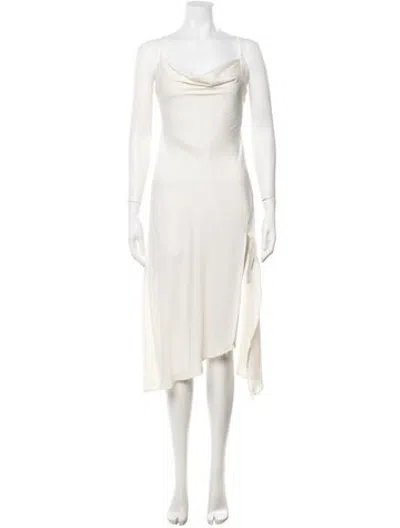 Pre-owned Astr Cowl Neck Midi Length Dress In Neutrals