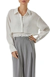 Astr Crop Button-up Shirt & Smocked Camisole In White