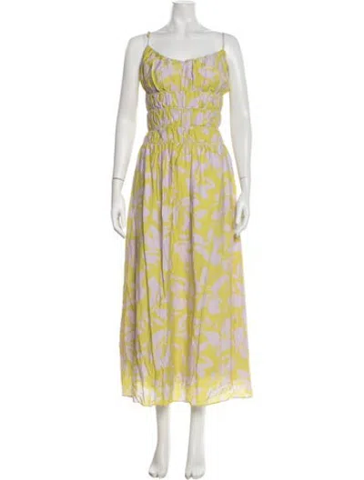 Pre-owned Astr Floral Print Long Dress In Green/purple