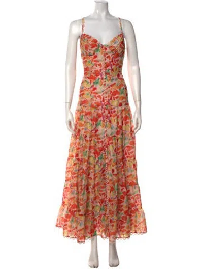 Pre-owned Astr Floral Print Long Dress In Metallic/neutrals