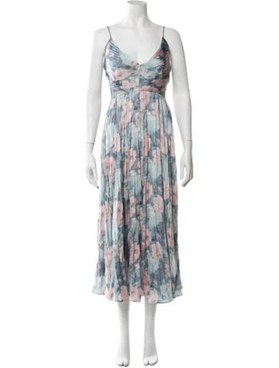 Pre-owned Astr Floral Print Midi Length Dress In Blue
