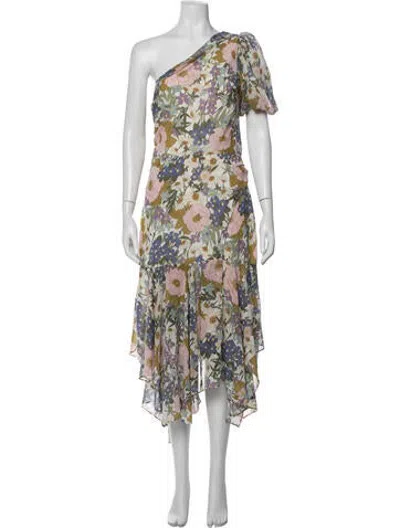 Pre-owned Astr Floral Print Midi Length Dress In Neutrals