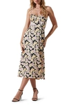 Astr Gala Midi Dress In Black Purple Floral