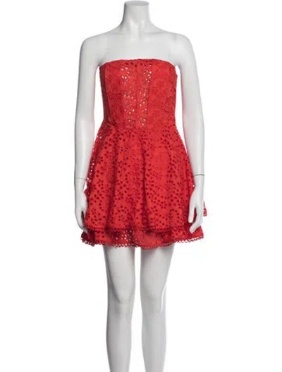 Pre-owned Astr Lace Pattern Mini Dress In Red