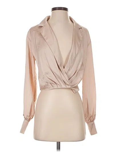 Pre-owned Astr Long Sleeve Blouse In Tan