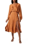 Astr Marin Long Dolman Sleeve Dress In Amber