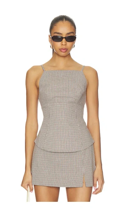 Astr Nora Top In Brown Gingham