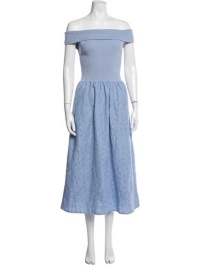 Pre-owned Astr Printed Midi Length Dress In Blue