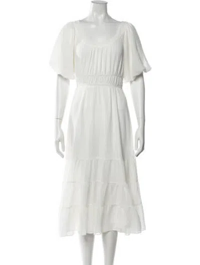 Pre-owned Astr Scoop Neck Midi Length Dress In White