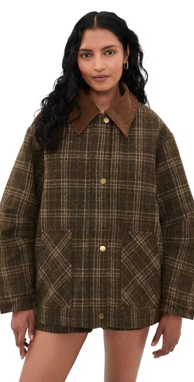 Astr Shae Jacket Brown Plaid