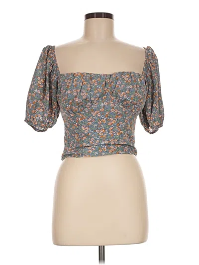 Pre-owned Astr Short Sleeve Blouse In Gray