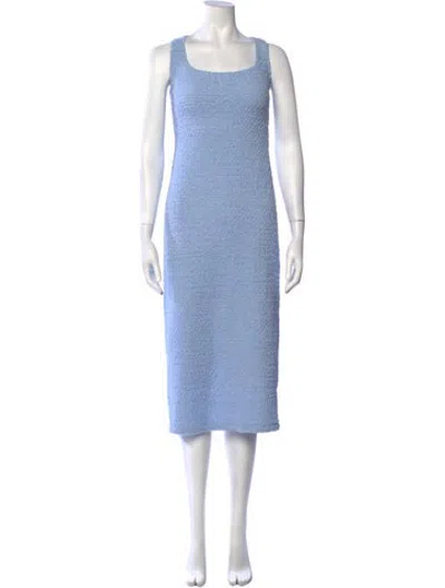 Pre-owned Astr Square Neckline Midi Length Dress In Blue