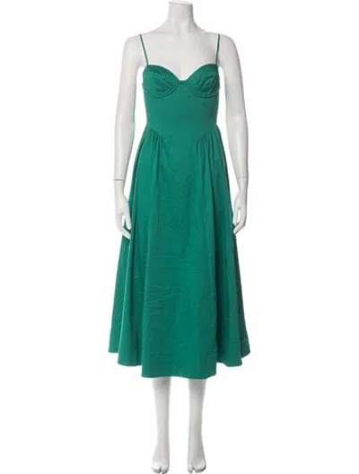 Pre-owned Astr Square Neckline Midi Length Dress In Green