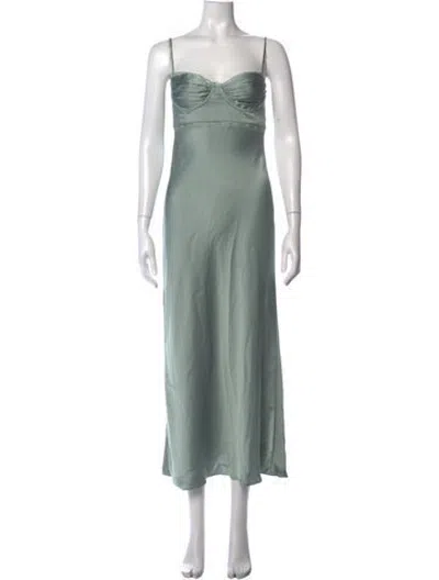 Pre-owned Astr V-neck Long Dress In Green