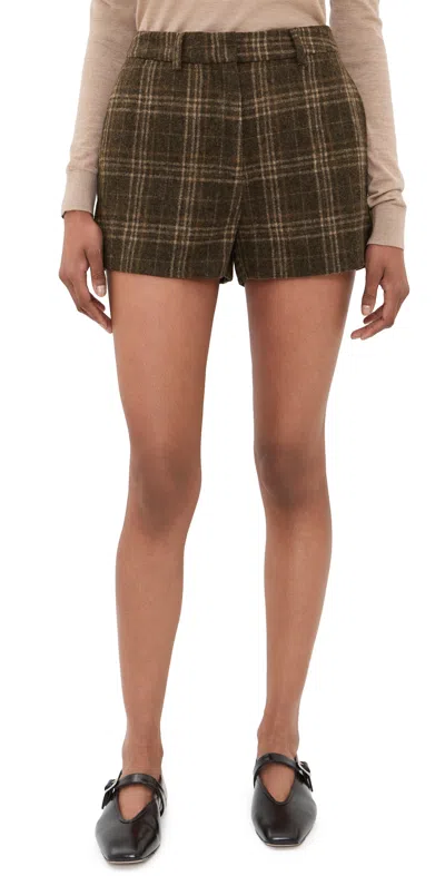 Astr Wynn Shorts Brown Plaid