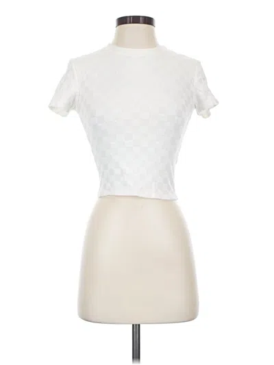 Pre-owned Atelier Short Sleeve Top Ivory Mock Neckline Tops