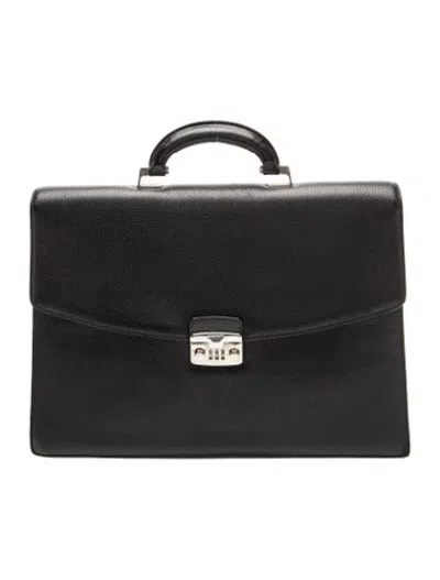 Pre-owned A.testoni Leather Briefcase In Black