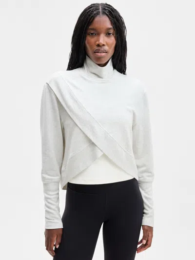 Athleta Coaster Luxe Mock Neck Sweatshirt In Fog Grey Heather