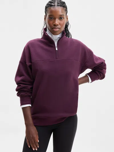Athleta Forever Fleece 1/4 Zip Sweatshirt In Burgundy