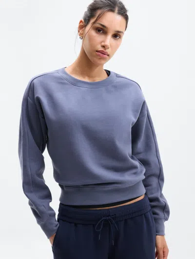 Athleta Forever Fleece Classic Crew Sweatshirt In Blue