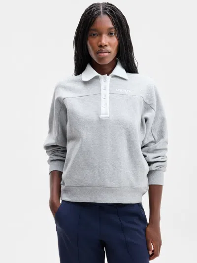 Athleta Forever Fleece Rugby Sweatshirt In Gray