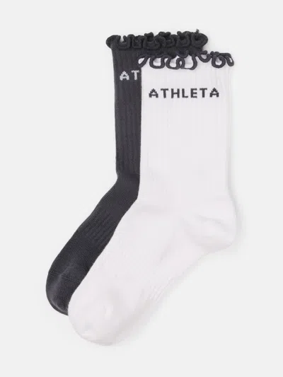 Athleta Kids'  Girl Lettuce Trim Crew Sock 2-pack In Multi