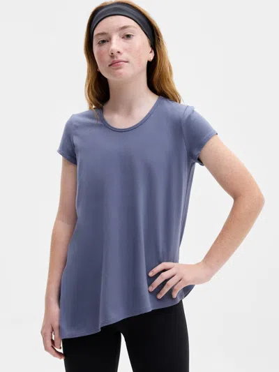 Athleta Kids'  Girl Right Moves Asymm Babydoll Tee In Gray