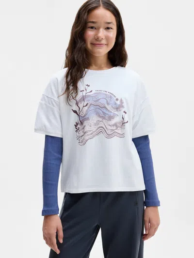 Athleta Kids'  Girl Right Moves Slouchy Tee In White Graphic