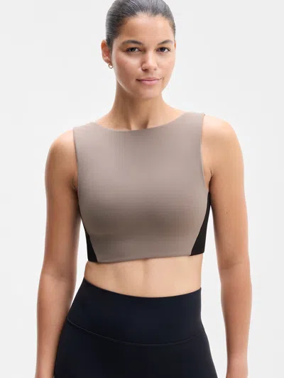 Athleta Transcend Low Back Longline Bra A-c In Brown
