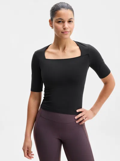 Athleta Transcend Midi Sleeve Tee In Black