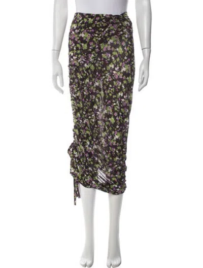 Pre-owned Atlein Floral Print Midi Length Skirt In Purple