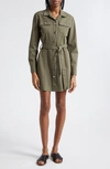 Atm Anthony Thomas Melillo Long Sleeve Stretch Cotton Twill Shirtdress In Army