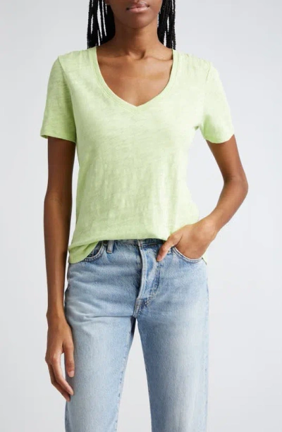 Atm Anthony Thomas Melillo V-neck Slub Cotton T-shirt In Matcha