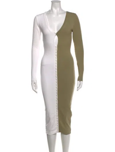 Pre-owned Atoir Colorblock Pattern Midi Length Dress In Green