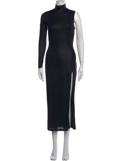 Pre-owned Atoir Mock Neck Long Dress In Black/metallic
