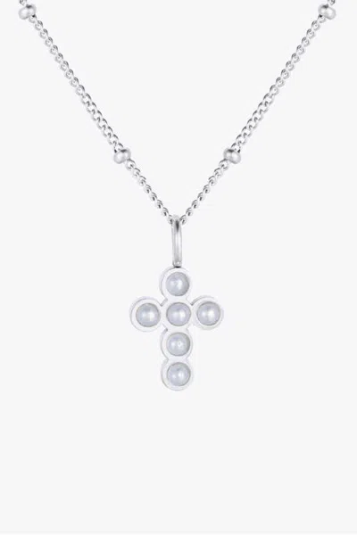 Atolea Pearl Cross Necklace In Metallic