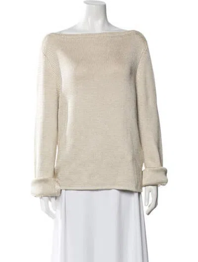 Pre-owned Attersee Silk Bateau Neckline Sweater In Neutrals