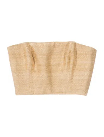 Pre-owned Attersee Silk Strapless Crop Top In Neutrals