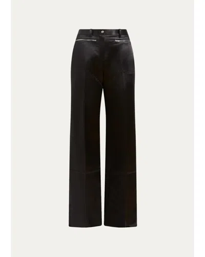 Attersee The Range High-rise Straight-leg Satin Pants In Black