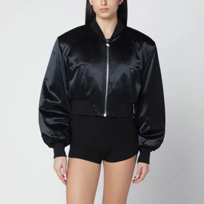 Attico Black Shiny Cropped Bomber