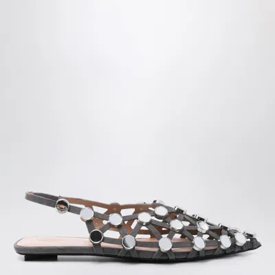 Attico Dark Grey Grid Ballerina In Pink