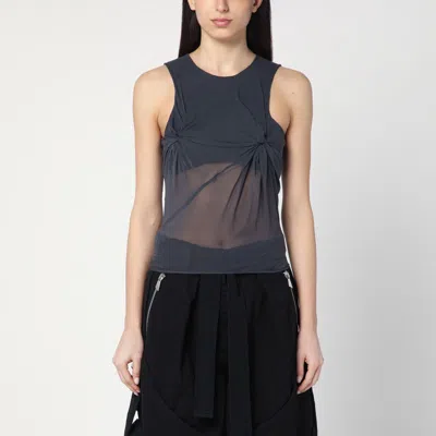 Attico Gray Silk Tank Top In Grey