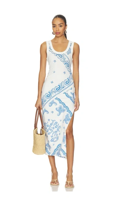 Attico Paisley Midi Dress In Light Blue & White