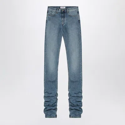 Attico Sky Blue Jeans With Long Leg Curled At The Hem