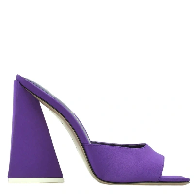 Pre-owned Attico The  Ladies Violet Satin Devon Mule Sandals In Purple
