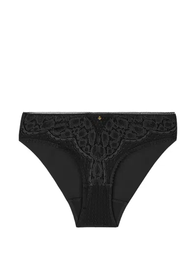Aubade Illusion Fauve Lace-trim Briefs In Black