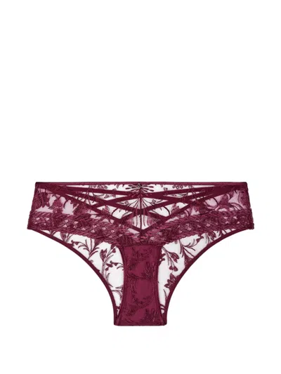 Aubade Magnetic Spell Embroidered Briefs In Burgundy